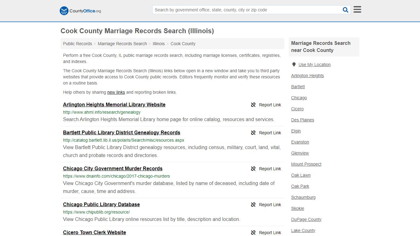 Cook County Marriage Records Search (Illinois) - County Office