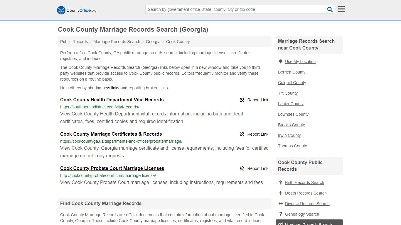 Cook County Marriage Records Search (Georgia) - County Office